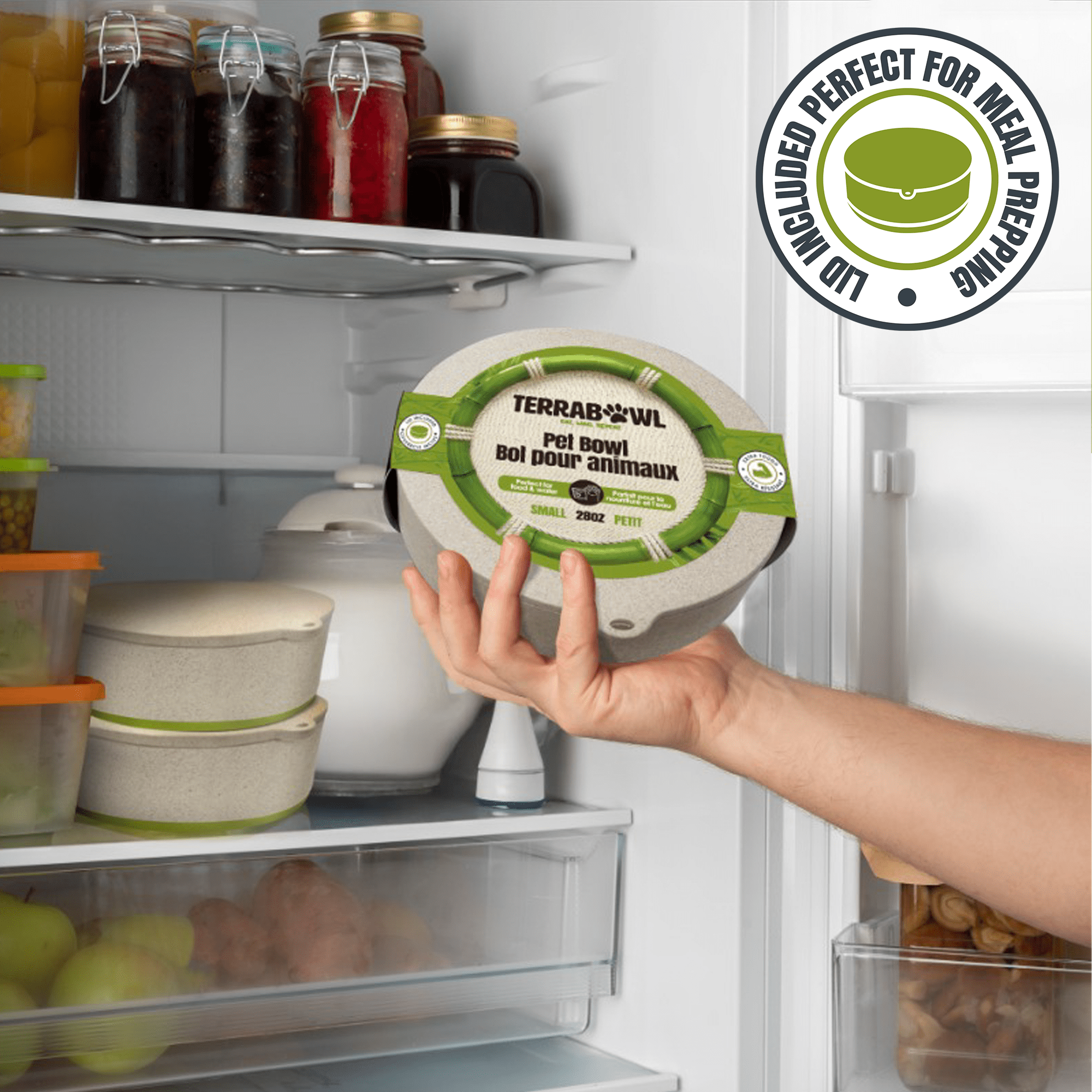TerraBowl 28 oz. Bol pour Animaux de Compagnie Écologique, Antidérapant avec Couvercle pour Chiens et Chats