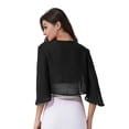 thumbnail image 2 of TTAO Boléro Châle en Mousseline Douce Transparente à Manches 3/4 pour Femmes, Veste Cardigan Ouverte à l'Avant pour Robe de Soirée de Mariage, Noir TG, 2 of 4