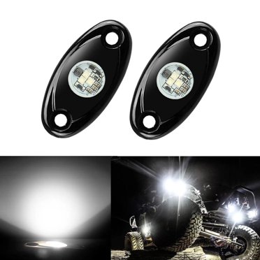 2 Pods de Lumières DEL Rock, Ampper Néon Étanche à DEL sous-Lumière pour Voiture Camion VTT UTV VUS Tout-Terrain Bateau sous-Corps Lueur Sentier Gréement Lampe (Blanc)