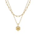 thumbnail image 1 of Colliers à Initiale Superposés pour Femmes, Collier Chaîne Trombone Simple Mignon Pendentif Lettre Hexagone Collier Ras-du-Cou à Initiale Colliers Superposés Dorés pour Femmes, MGold, 1 of 5