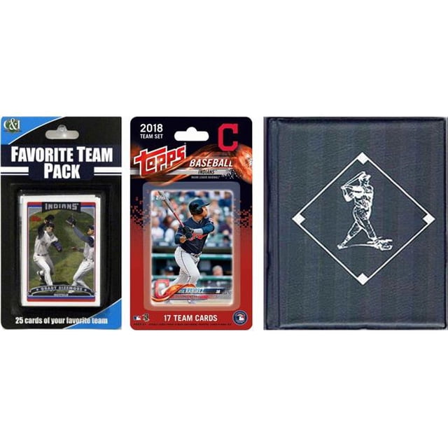 C & I Collectables INDIANSTSC18 MLB Cleveland Indians Licensed 2018 Topps Team Set & Favorite Player Trading Cards Plus Storage Album