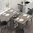 thumbnail image 1 of AKDSteel Folding Dining Table, Kitchen Dining Drop Leaf Dining with 6 Wheels and 2-Layer Storage Shelf, Space Saving Dining Table for Small Spaces, 1 of 8
