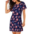 thumbnail image 2 of Easygdp Étoiles Américaines pour Chemise de Nuit pour Femmes Vêtements de Nuit Manches Courtes Chemise Décontractée Imprimée Robe de Nuit, 2 of 6