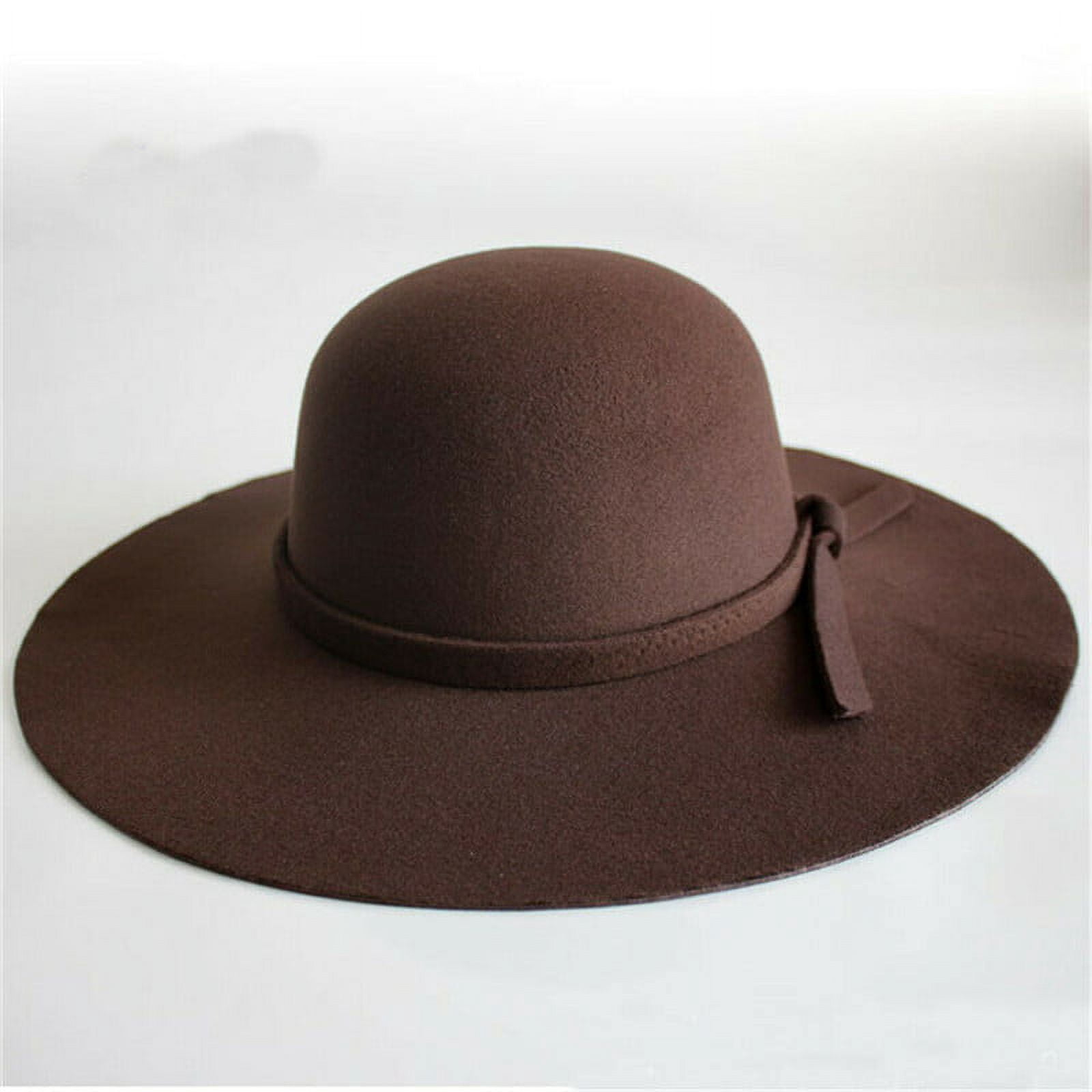 100% Wool Foldable Wide Brim Retro Fedora Floppy Felt Bowler Hat ASSQI Women main image 2