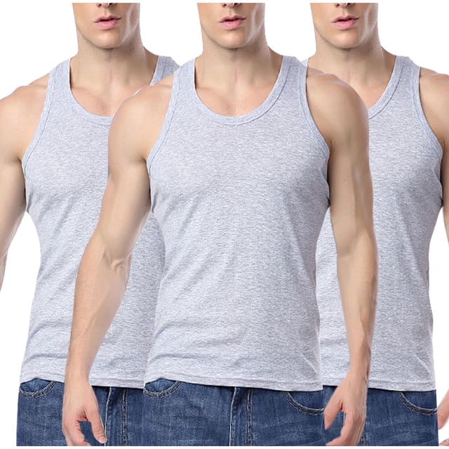 Timegard Débardeurs Homme 3 Pcs Col Rond Sans Manches T-Shirts Basiques Confortables Décontractés Haut d'Entraînement Vêtements de Détente