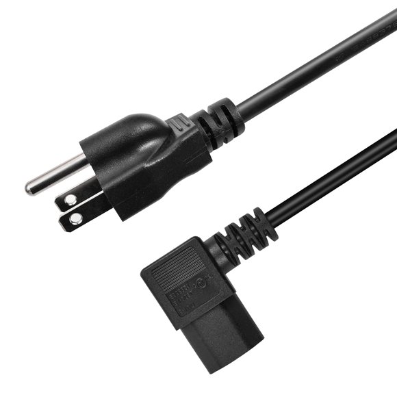 3 Prong leght Angle Power Cable 10ft Heavy Duty AC Cables forC13 Angle Type Cable 90 Degree Power Cable PC Monitor TV 3 Pin Connector Universal Power Cord Computer Left Angle Power Cord 18 AWG