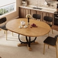 thumbnail image 1 of iPormis 59'' Extendable Round Dining Table for 4 to 8, Kitchen Table with Sturdy X-Base Metal Legs, MDF Board, Space Saving, Easy Assembly,Oak, 1 of 8