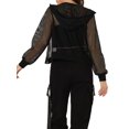 thumbnail image 3 of INSPIRE CHIC Ribbed Cuffs Jacket for Women Hoodie Mesh Bomber Jacket XL Black, 3 of 6