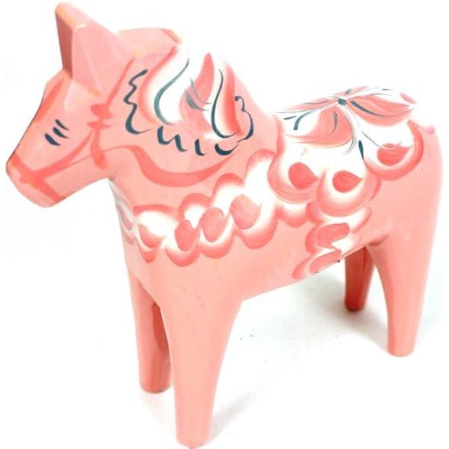 APOWUS Cheval Dala Suédois Traditionnel en Bois - Rose, 6 Pouces (15 cm), 1 Unité