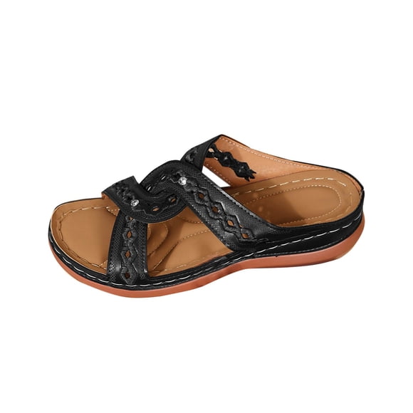 Women's Walking Wide Width Flat Sandals Arch Support Orthopedic Recovery Flats Sandals for Plantar Fasciitis