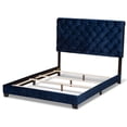 thumbnail image 4 of Baxton Studio Lit Grand Capitonné en Velours Candace, Bleu Marine, 4 of 8