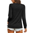 thumbnail image 5 of LUXUR T-shirt Femme Col Rond Tee-Shirt Couleur Unie Pull Décontracté Manches Longues Noir m, 5 of 5