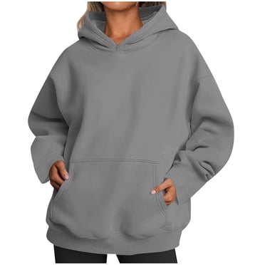 RXIRUCGD Womens Oversized Hoodies Fleece Sweatshirts Long Sleeve Sweaters Pullover Fall Outfits With Pocket, Gray, Size: XL