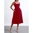 thumbnail image 3 of EYIIYE Robe Camisole Midi d'Été pour Femmes, Robe de Cocktail Sans Manches pour Dames, Dos Nu, Taille Haute, Robe Décontractée, Robe de Fête de Couleur Unie pour Fête et Vacances, 3 of 9