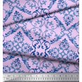 thumbnail image 2 of Soimoi Purple polyester Crepe Fabric Vector Design Damask Printed Fabric 1 Yard 52 Inch Wide, 2 of 3