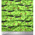 thumbnail image 1 of Soimoi Moss Georgette Fabric Insect,Leaves & Floral Artistic Printed Fabric 1 Yard 42 Inch Wide, 1 of 3