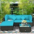 thumbnail image 3 of Patiojoy Ensemble de Canapé Sectionnel d'Extérieur en Rotin de 8 Pcs pour Causeuse et Conversation avec Coffre de Rangement et Table à Café Turquoise, 3 of 7