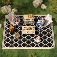 thumbnail image 2 of Reversible Outdoor RV Rug, 9' x 12' Patio Floor Mat, Black & Beige, 2 of 9