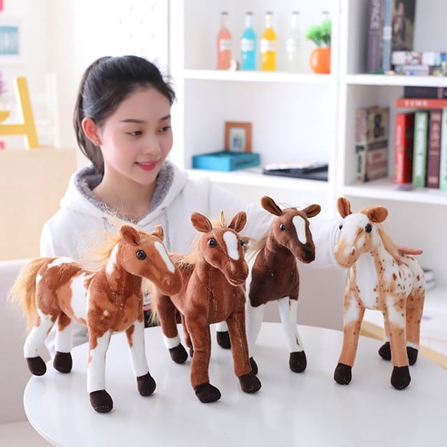 3D Simulation Horse Animal Plush Stuffed Doll Kids Toy Room Decor Photo Props