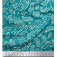 thumbnail image 1 of Soimoi Modal Satin Fabric Paisley Block Printed Fabric 1 Yard 42 Inch Wide, 1 of 1