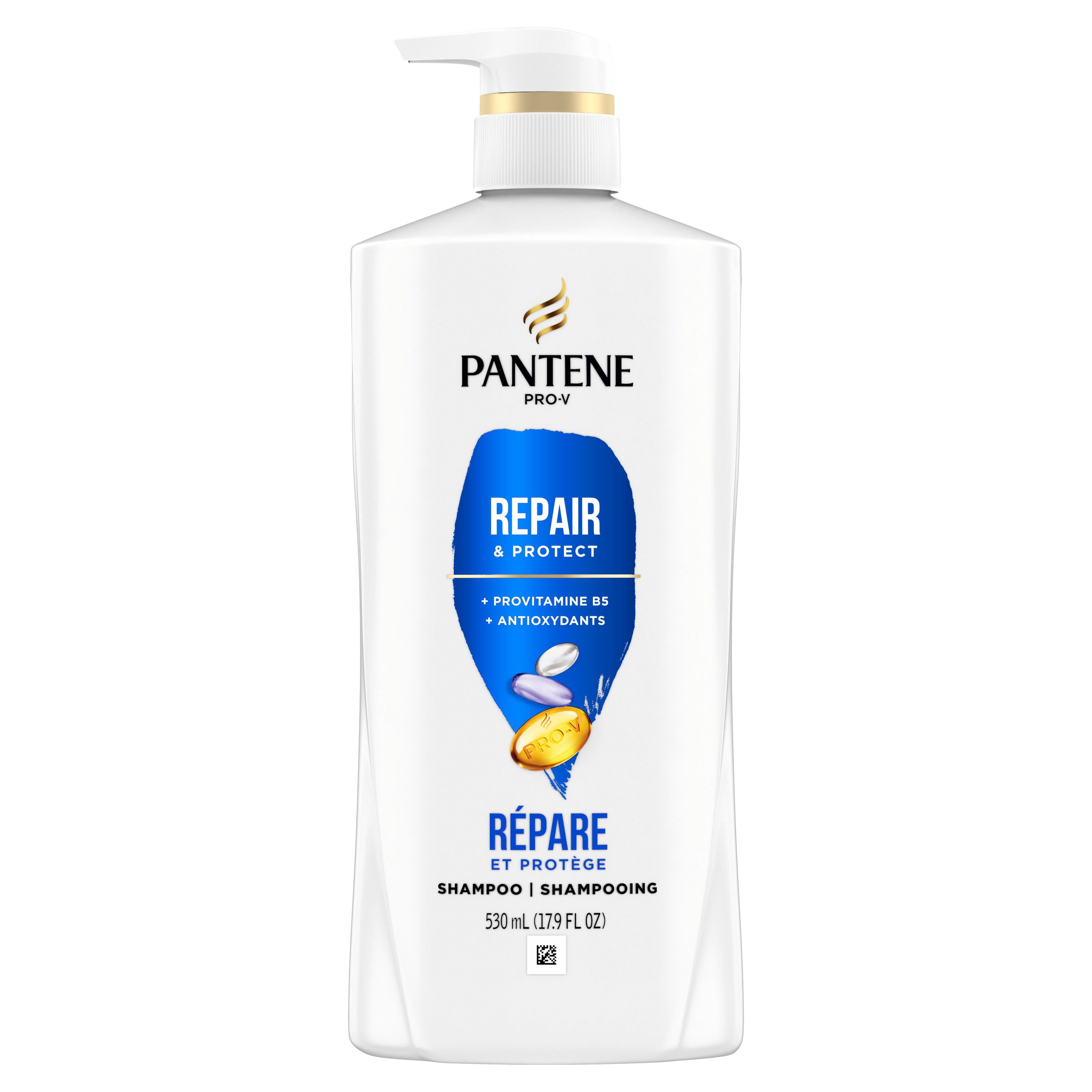 Pantene Shampoo, Repair and Protect for Damaged and Bleached Hair, Gentle Cleansing, Detangles Hair, Safe for Color Treated Hair