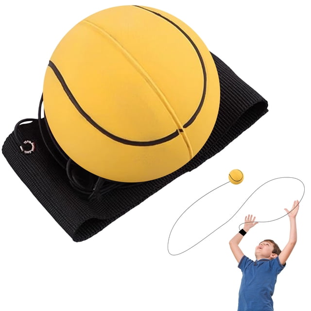 Wrist Return Ball, 2.36 Inch Sports Wrist Balls on a String, Rubber Rebound Bouncy Wristband Balls on Elastic String for Wrist Exercise or Play (Basketball, Tennis, Baseball and Football)