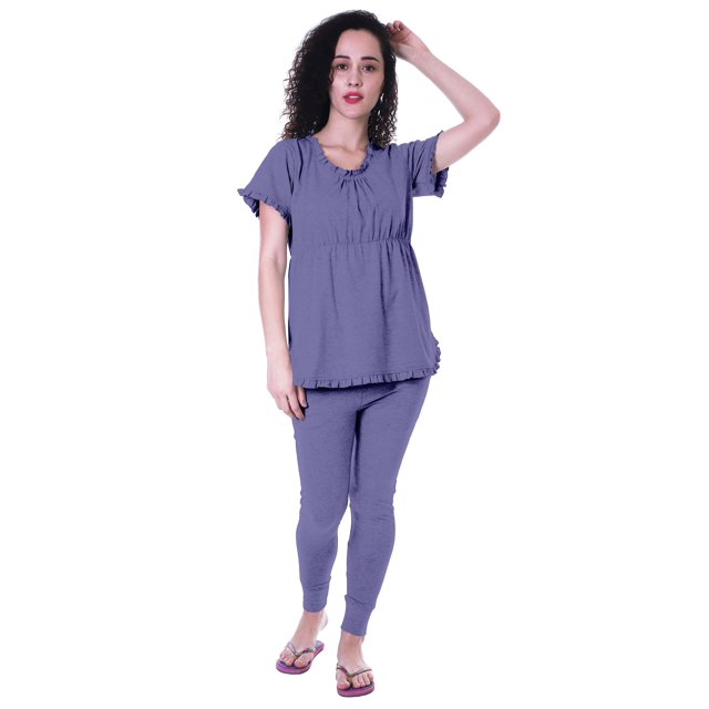 Moomaya Ensemble de Nuit pour Femmes Pyjama en Coton Tenue de Sommeil 2 Pcs Chemises de Nuit