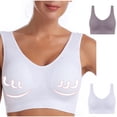 thumbnail image 2 of AherBiu 2pc Plus Size Sports Bras for Women Large Bust High Support Padded Bralettes Seamless Workout Underwear, 2 of 7