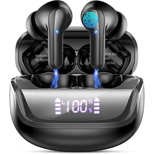 Wireless Earbuds Bluetooth 5.4 Headphones, 50H Playtime in-Ear Earbuds with 4 ENC Noise Cancelling Mics, IP7 Waterproof Sport Ear Buds with LED Display & USB-C Charging