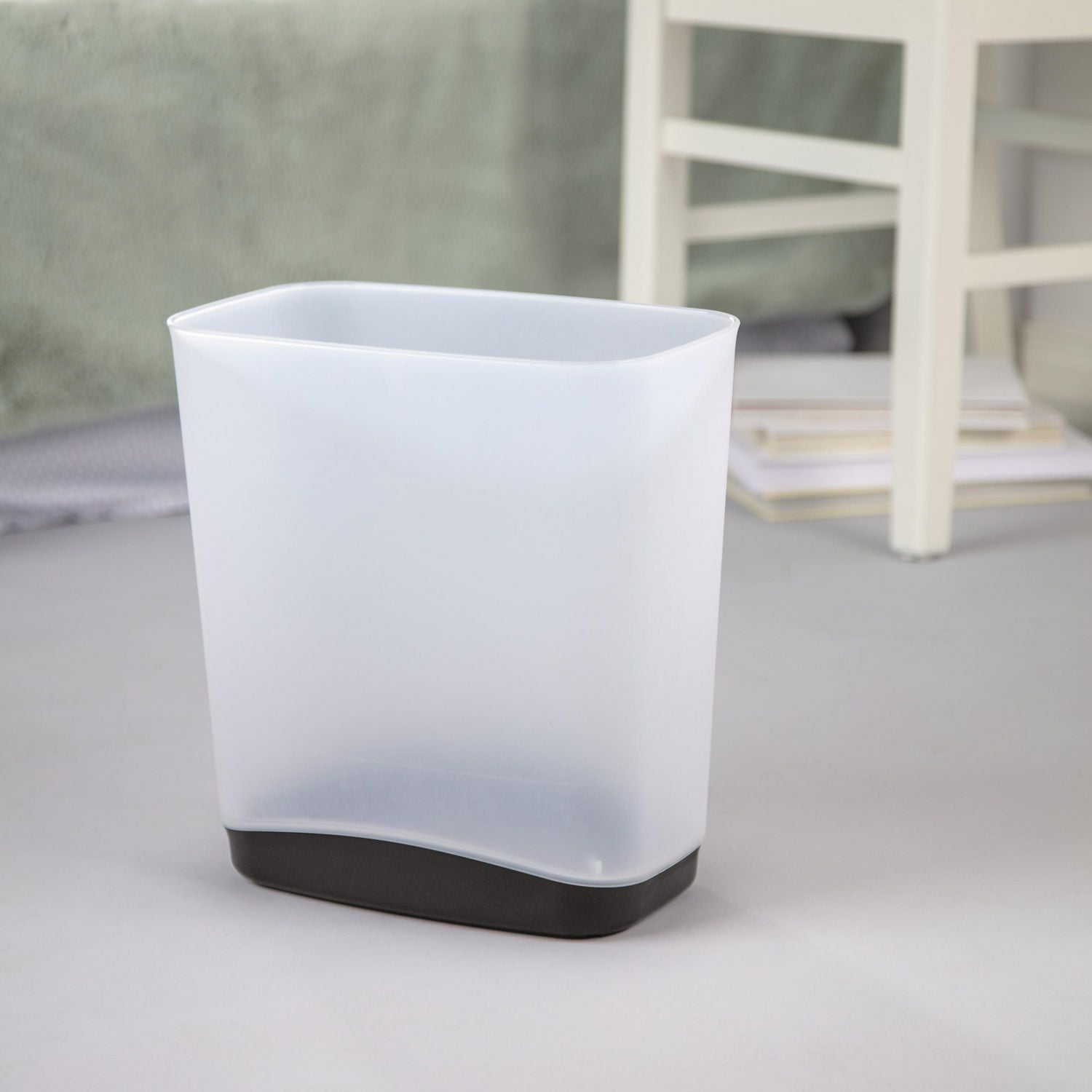 Sterilite 12.5 LRectangular Slim Wastebasket, Trash Can with Modern Aesthetic, Ideal for Small Spaces, Grey