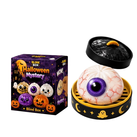 Halloween Glitter Dumpling Squishy Mystery Box, Bao Bun Spooky Squishy Toy, Stress Relief Sensory Fidget Toy for Adults, Soft Squeeze Anxiety Relief Ball, Colorful
