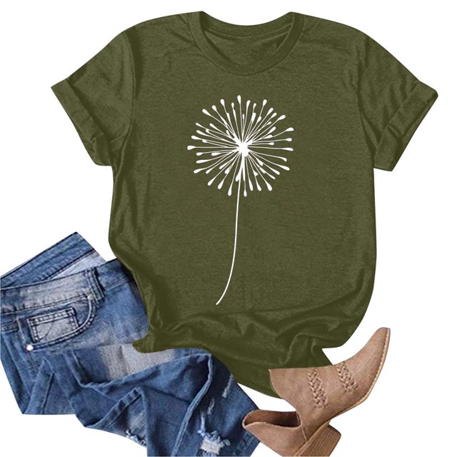 Liquidation d'Économies d'Été Iumwxz Tunique Coupe Classique T-Shirt d'Été Décontracté Hauts pour Femmes T-Shirt Graphique Floral Hauts T-Shirt à Manches Courtes Col Rond Hauts pour Dames Offres Hebdomadaires Date
