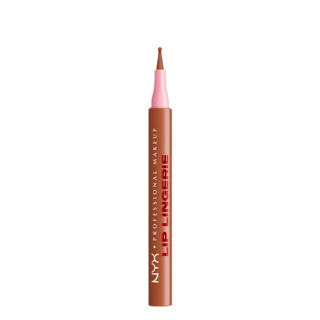 NYX Professional Makeup Lingeries pour les Lèvres, Crayon Contour des Lèvres Teinté Brun nude avec Corps Mince en Forme de Cylindre et Applicateur Rose à Pointe Feutre Fuselée, Offrant un Port Anti-Transfert Toute la Journée pour un Contour des Lèvres Précis et une Sculpture des Lèvres Sans Couture.