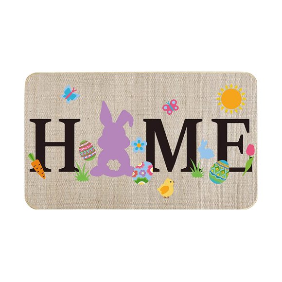 16 X 24 Inch Happy Easter Rabbits Decorative Kitchen Mats, Home Seasonal Spring Easter Holiday Holiday Party Easter Bunny Welcome Peeps Doormat Indoor Outdoor Entrance Floor Mat Non Slip Easter Decor