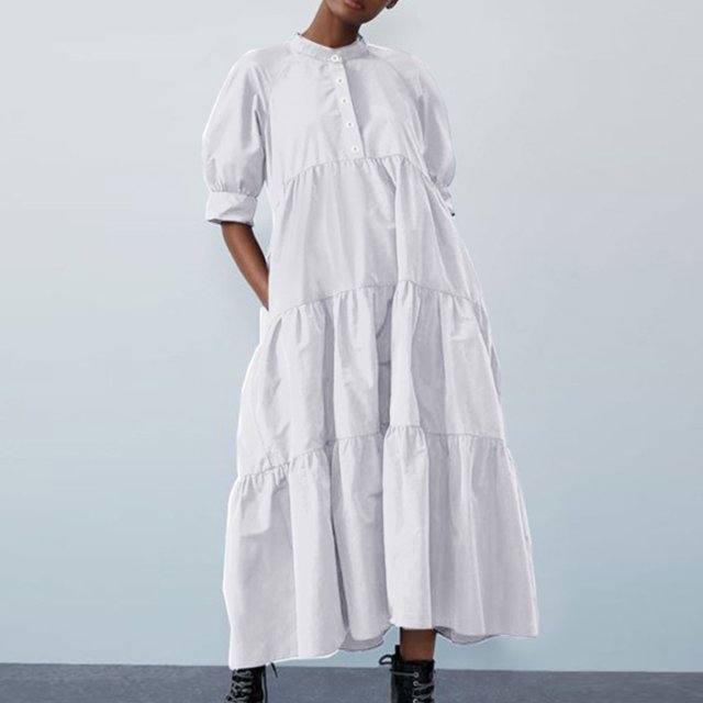 Gspmoly Robes Décontractées pour Femmes, Mode d'Été pour Femmes Robe Décontractée à Manches Courtes avec Fente et Col Rond à Imprimé, Robes Habillées pour Femmes Offres Hebdomadaires