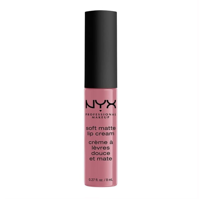 NYX Professional Makeup Crème à Lèvres Mate Douce en Teinte nude Rosé Atténuée, en tube Cylindrique Transparent avec Capuchon Noir Mat, Montrant la Formule Crémeuse et Légère Qui Donne une Finition Mate Douce, volume 0,27 fl oz / 8 ml, Souvent Utilisée pour Créer des looks de Lèvres Mats Longue Tenue.