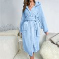 thumbnail image 2 of PEASKJP Tie Front Robe for Women Luxury Terry Cloth Bathrobe - Soft Rayon & Cotton, Light Blue One Size, 2 of 5