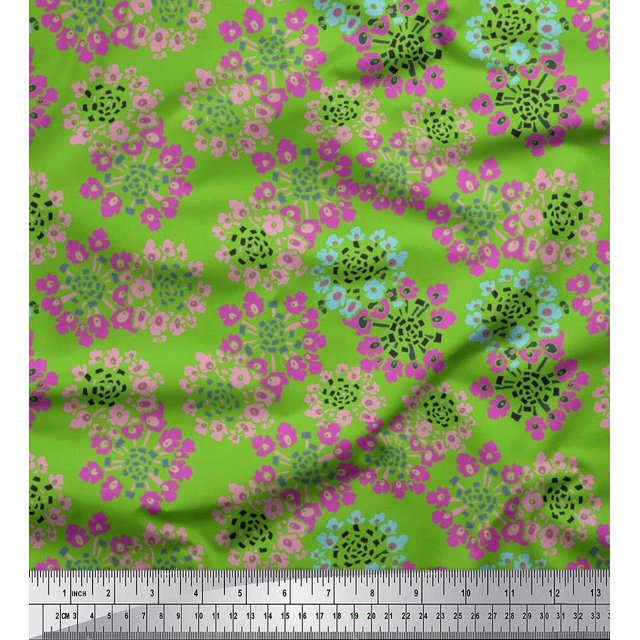 Soimoi Rayon Fabric Flower Artistic Printed Craft Fabric by the Yard 42 Inch Wide