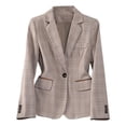 thumbnail image 1 of Women's Long-Sleeved Lapel Plaid Pattern Elegant Blazer, 1 of 6