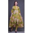 thumbnail image 2 of Bimba Feuilles Jaunes et Magnolia Floral Tenue Ethnique Indienne pour Femmes Anarkali Kurti Imprimée Robe Asymétrique-Moyen, 2 of 5