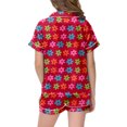 thumbnail image 3 of MIASHUI Girls Pajamas Set Flower Pattern Button-Down Sleepwear 2 Piece Nightwear,Red,10-11 Years, 3 of 4