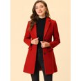 thumbnail image 2 of INSPIRE CHIC Manteau Long pour Femme à Revers Cranté Manches Longues à Simple Boutonnage Manteaux d'Hiver S Rouge, 2 of 6