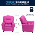 thumbnail image 3 of Contemporary Hot Pink Vinyl Kids Recliner with Cup Holder, 3 of 9