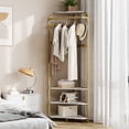 thumbnail image 4 of Eastvita Corner Coat Rack with Shoe Bench/6 Double Hooks - Hall Tree with Storage/Organizer Shelf for Entryway/Hallway or Closet (02 Gold), 4 of 6
