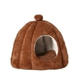 thumbnail image 3 of Semi-Enclosed Pet Bed 15x13in Detachable Washable Flannel Kennel Mat For Cats Small Animals Soft Support Base Brown, 3 of 6