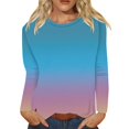 thumbnail image 2 of Hauts Multicolores pour Femmes Hauts d'Automne pour Femmes Col Rond Manches Longues Chemises Ourlet Fendu Tendance Coupe Ample Blouses Imprimées Décontractées Pull-Over pour Sortir, 2 of 6