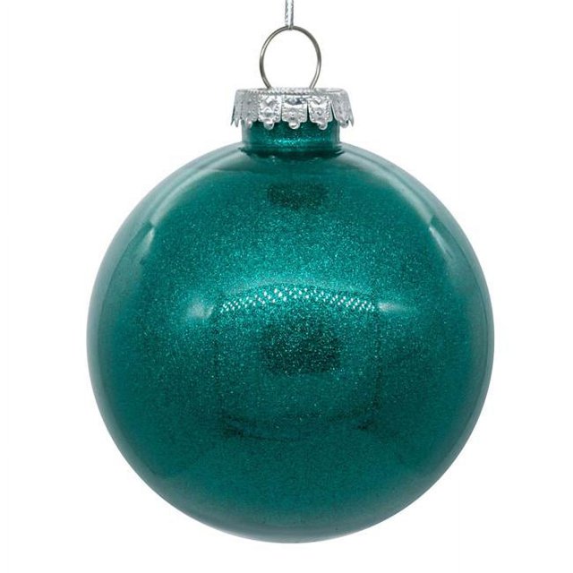 Vickerman N211542 6 in. Teal Glitter Clear Ball - 4 per Bag