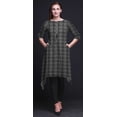 thumbnail image 4 of Bimba Kurta pour Femmes à Imprimé Bloc Noir Ethnique Imprimé Asymétrique Hauts d'Été pour Femmes XSmall, 4 of 6