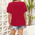 thumbnail image 4 of FAIWAD Women's V Neck Ruffle Tops Summer Flowy Short Sleeves Blouse Loose Casual Dressy Work Tops, 4 of 4