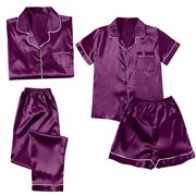 Kcodviy 4Pcs Pajamas for Women Sleep Wear Set Womens Pajamas Plus Fall Pajamas Women Size Pajamas for Women Pajama Suits for Women Casual Pajamas Women's Lace Pajama Set Suspenders Shorts Home Wear
